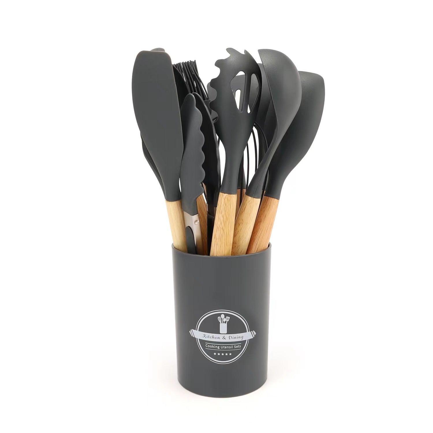 12-piece Silicone Kitchenware Set Including Non-stick Pan Silicone Spatulas