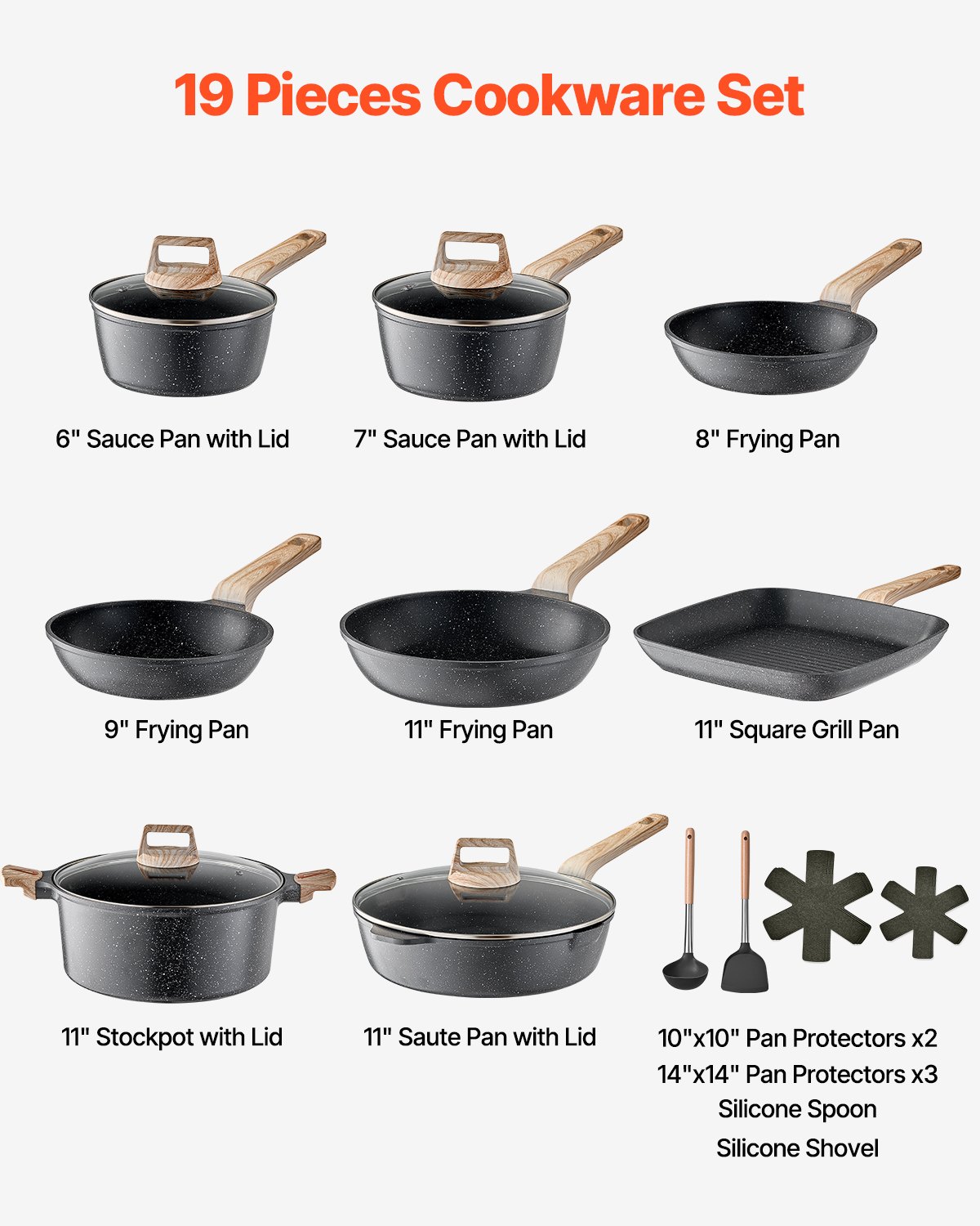 Nonstick Cookware Set Black