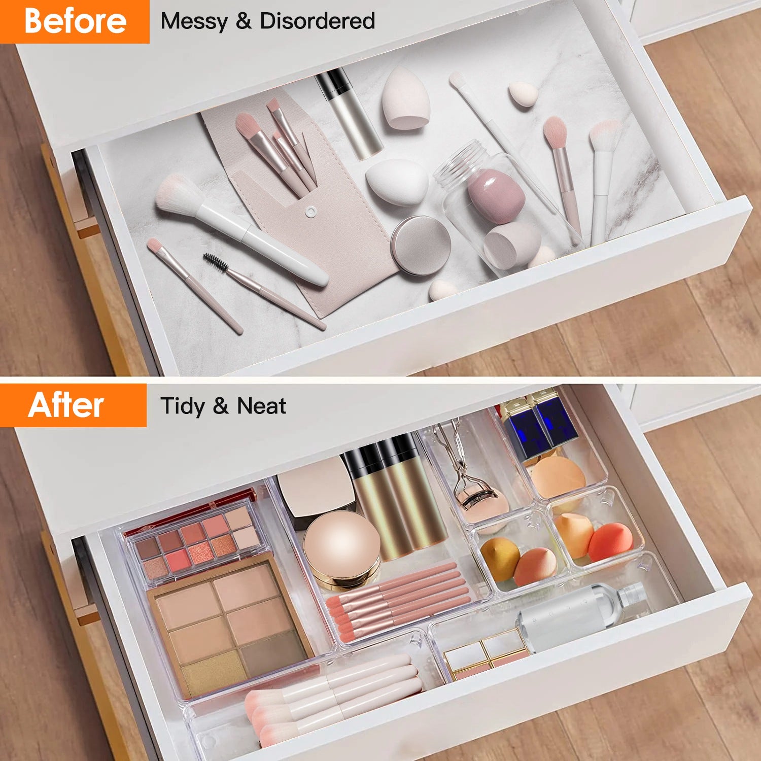 Clear Plastic Drawer Organizer Set