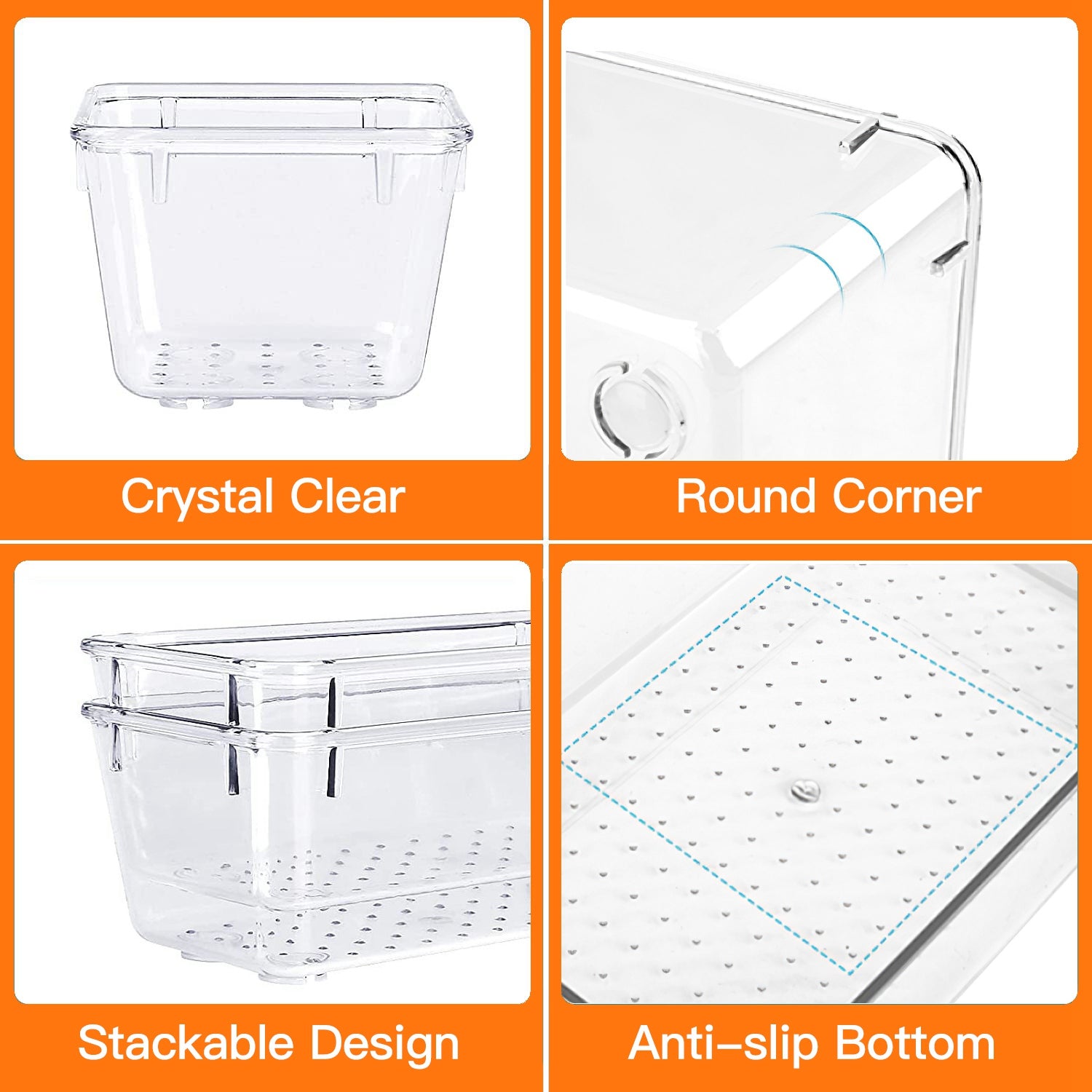 Clear Plastic Drawer Organizer Set