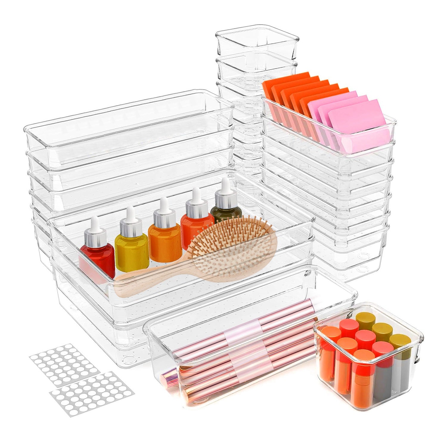 Clear Plastic Drawer Organizer Set