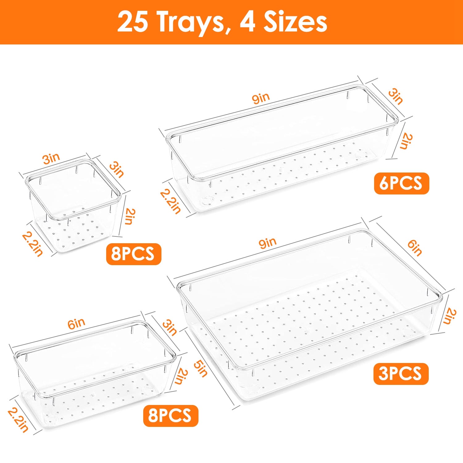 Clear Plastic Drawer Organizer Set