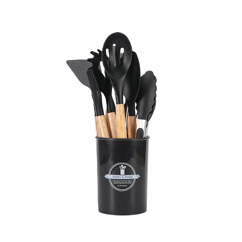 12-piece Silicone Kitchenware Set Including Non-stick Pan Silicone Spatulas