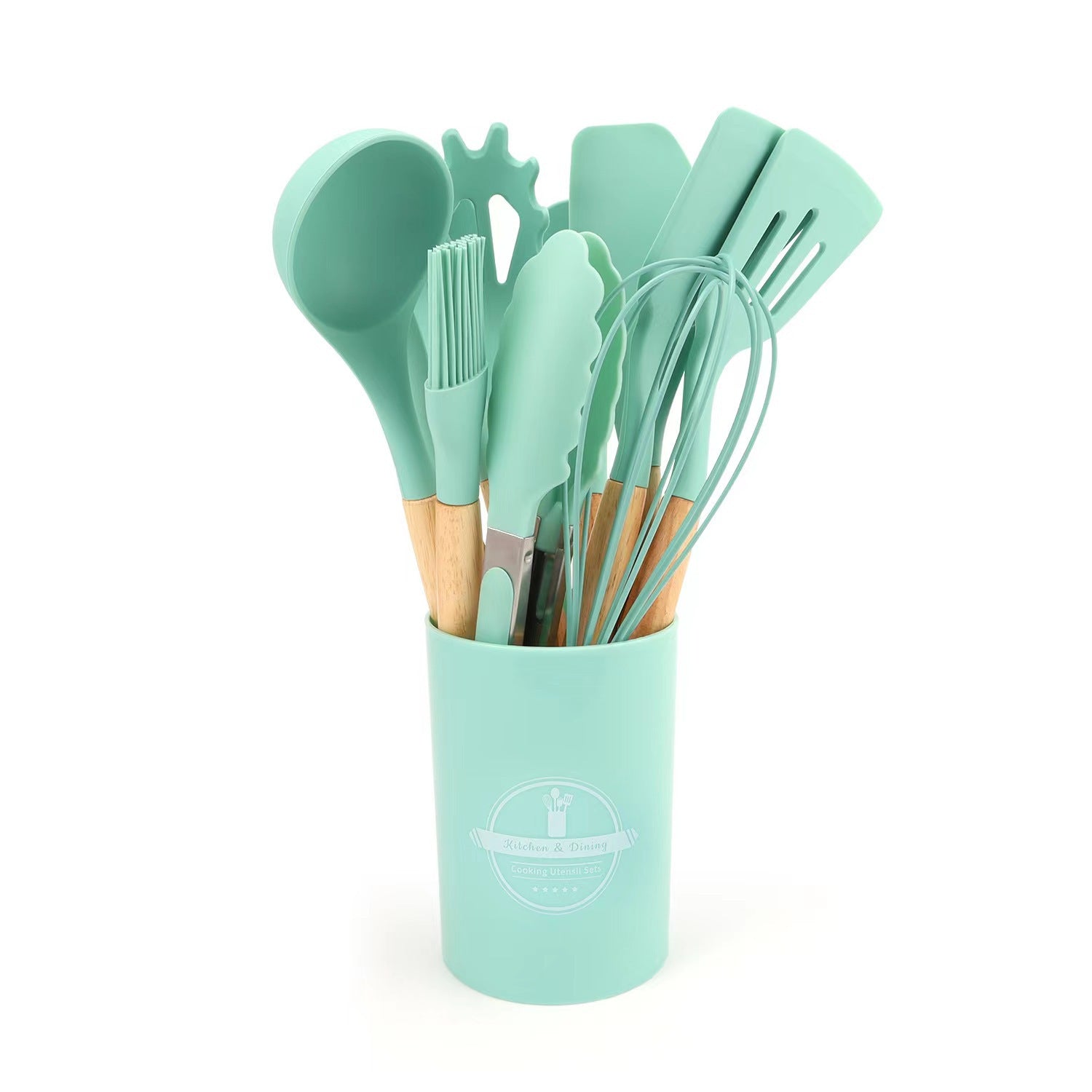 12-piece Silicone Kitchenware Set Including Non-stick Pan Silicone Spatulas