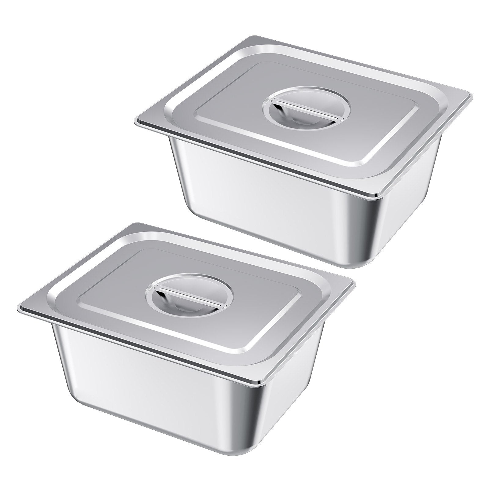 2 Pack Stainless Steam Hotel Pans, 1/2 Size Table Steam Pans With Lids, 6 Inch Deep, Anti Jam Restaurant Supplies Reusable Catering Storage For Home, Party, Restaurant, Hotel, Buffet