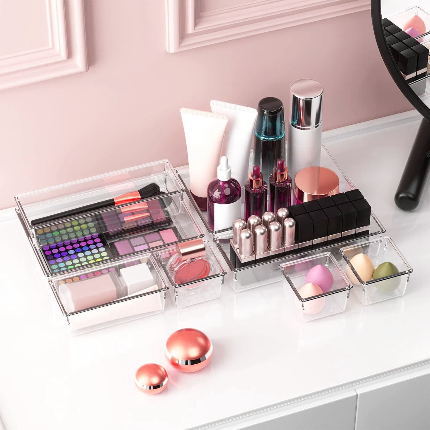 Clear Plastic Drawer Organizer Set