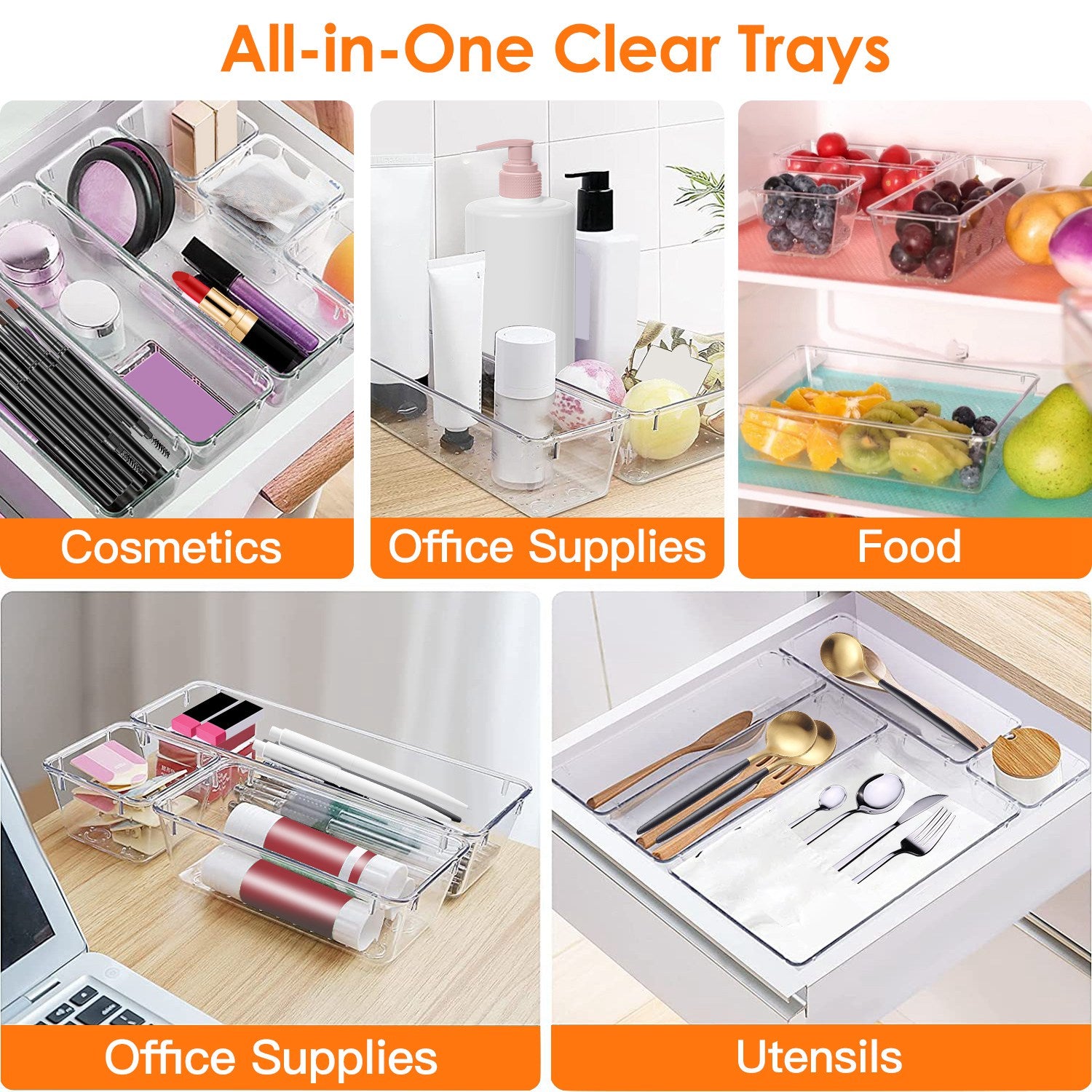 Clear Plastic Drawer Organizer Set