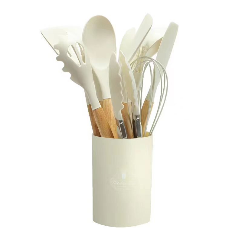 12-piece Silicone Kitchenware Set Including Non-stick Pan Silicone Spatulas