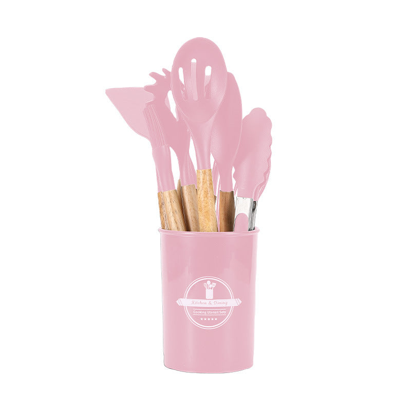 12-piece Silicone Kitchenware Set Including Non-stick Pan Silicone Spatulas