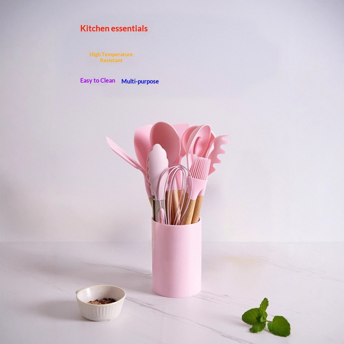 12-piece Silicone Kitchenware Set Including Non-stick Pan Silicone Spatulas