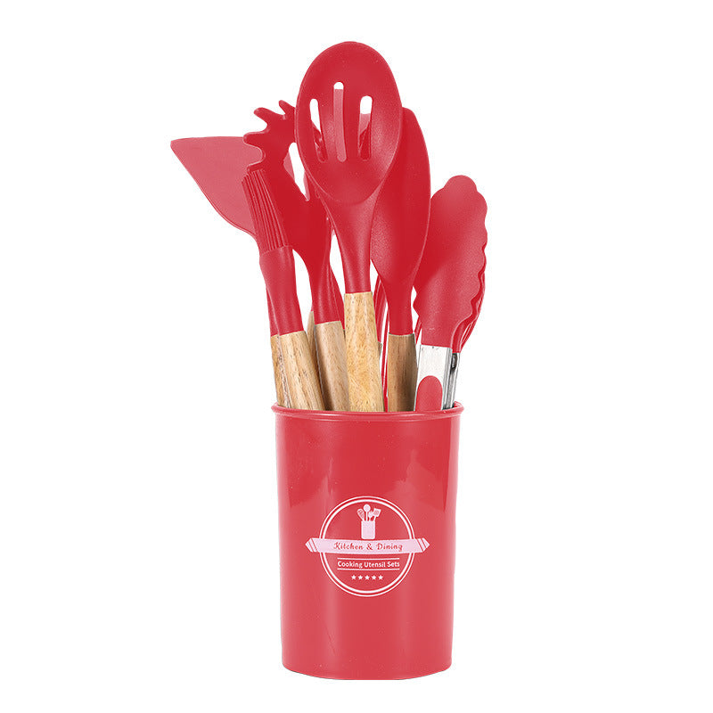 12-piece Silicone Kitchenware Set Including Non-stick Pan Silicone Spatulas