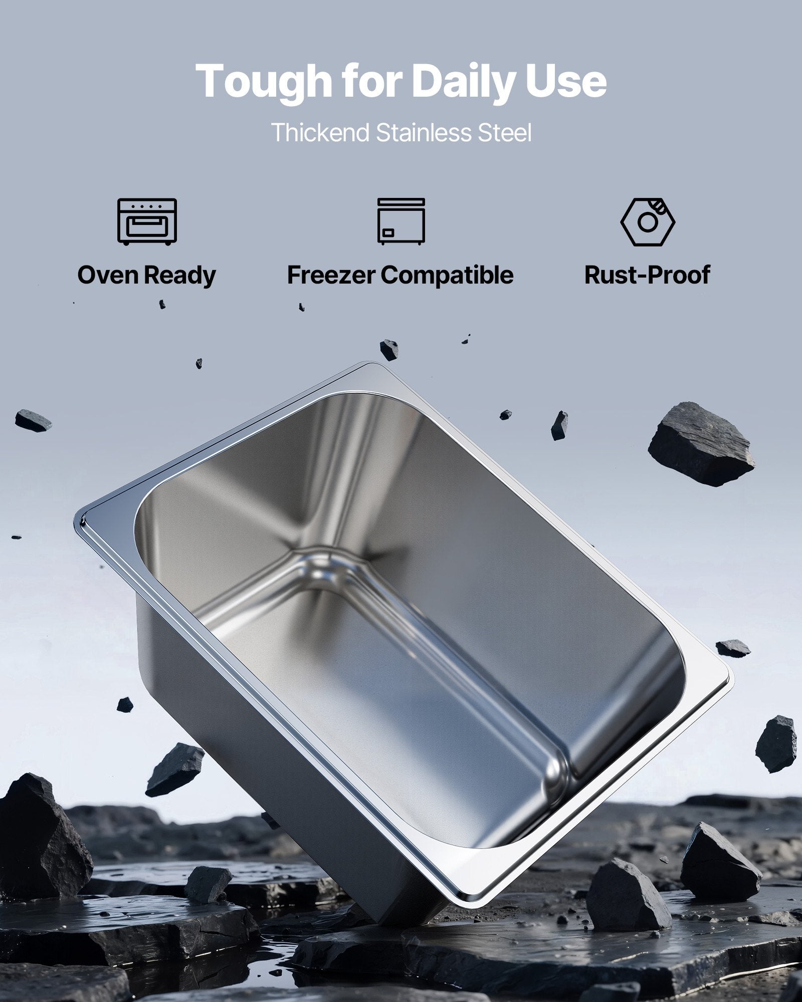 2 Pack Stainless Steam Hotel Pans, 1/2 Size Table Steam Pans With Lids, 6 Inch Deep, Anti Jam Restaurant Supplies Reusable Catering Storage For Home, Party, Restaurant, Hotel, Buffet