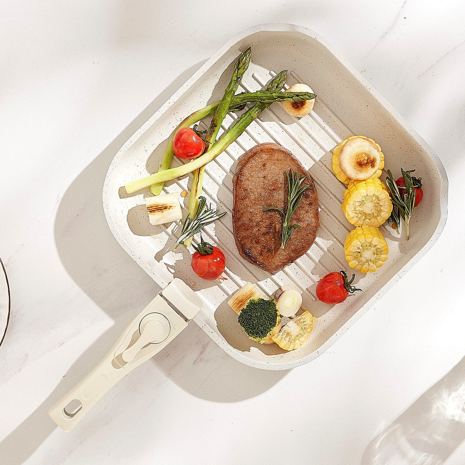 17 Piece Pots And Pans Set Granite Nonstick Kitchen Cookware Induction White