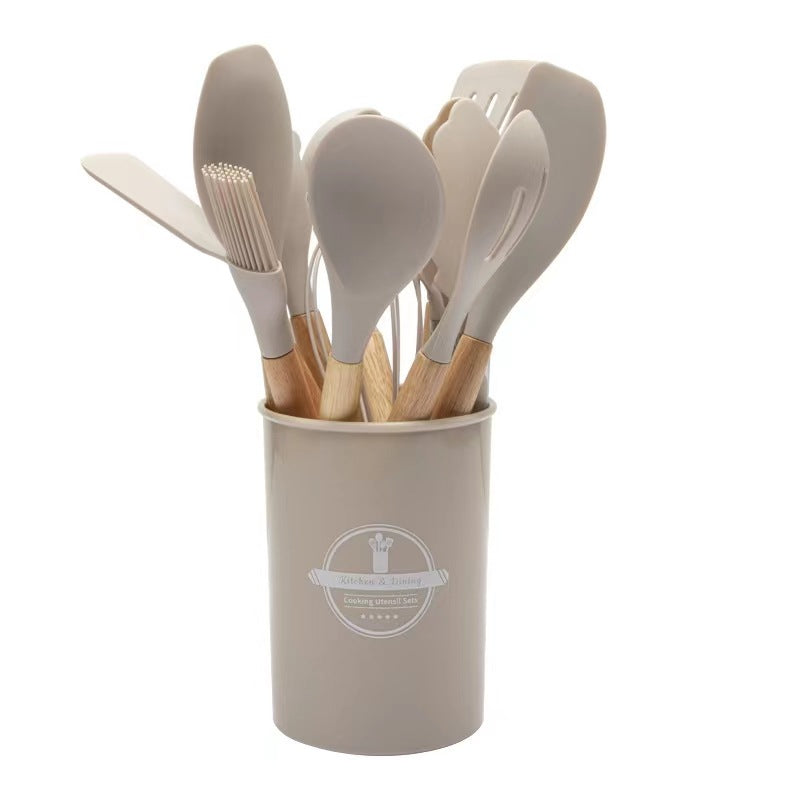 12-piece Silicone Kitchenware Set Including Non-stick Pan Silicone Spatulas