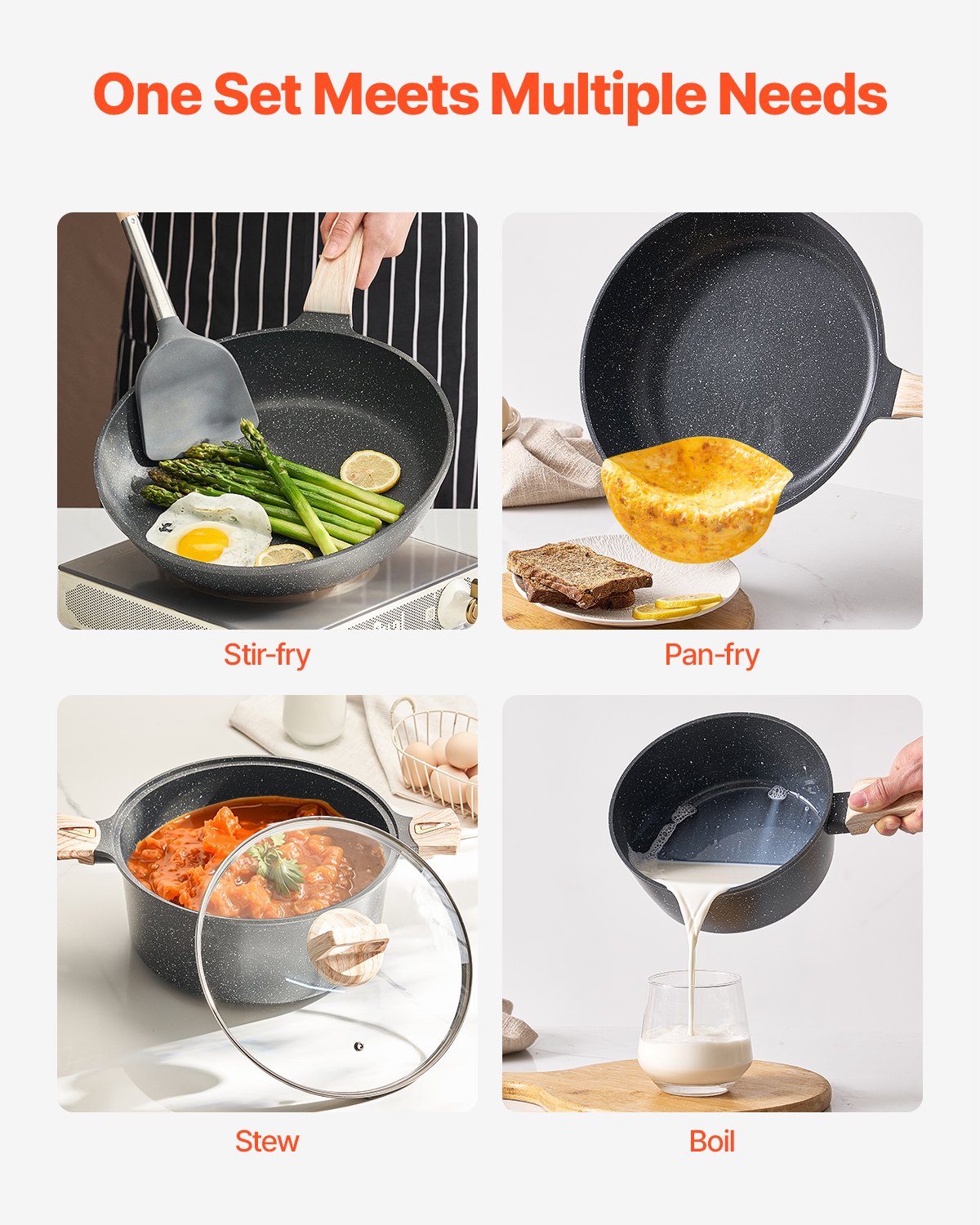 Nonstick Cookware Set Black