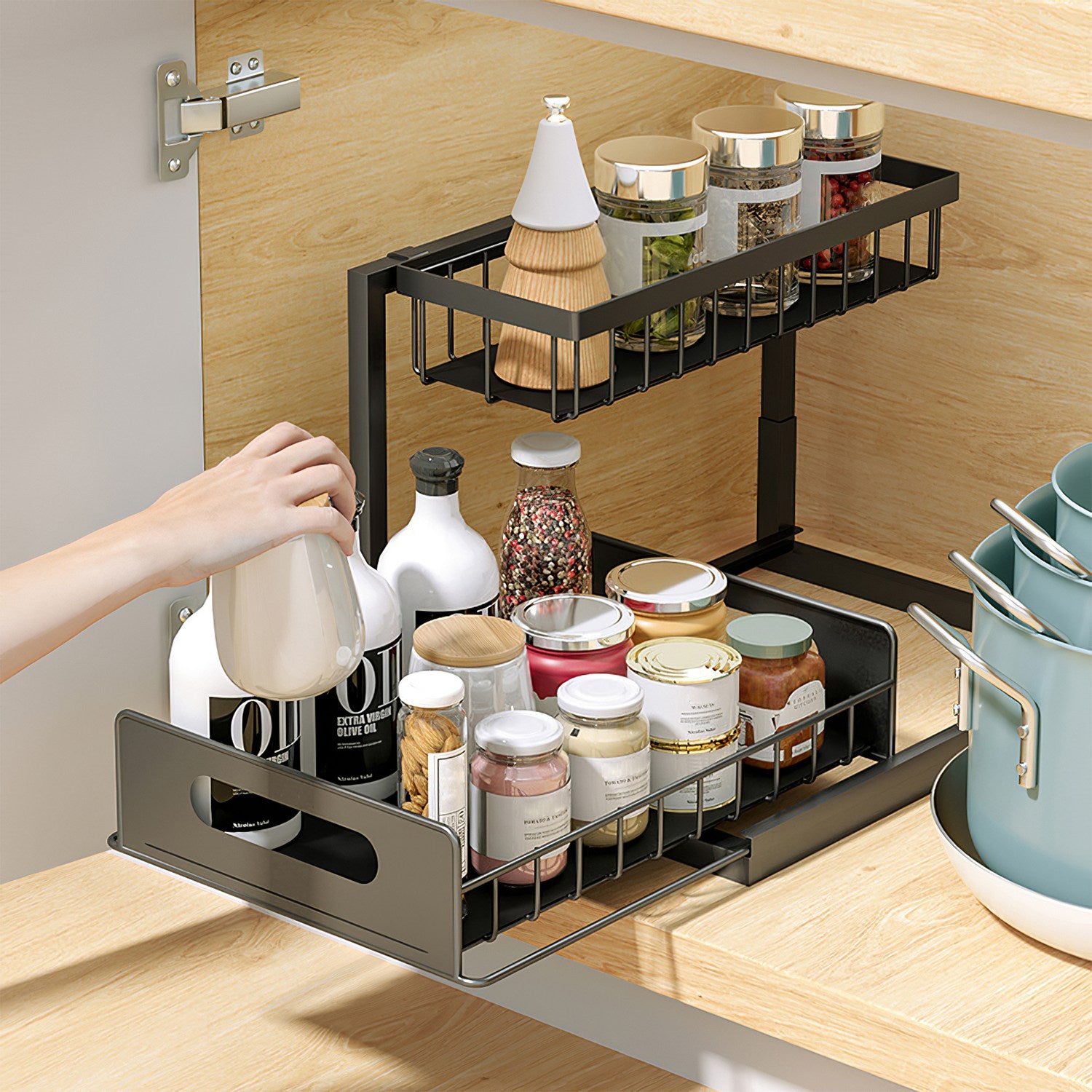 Under Sink Sliding Shelf Organizer