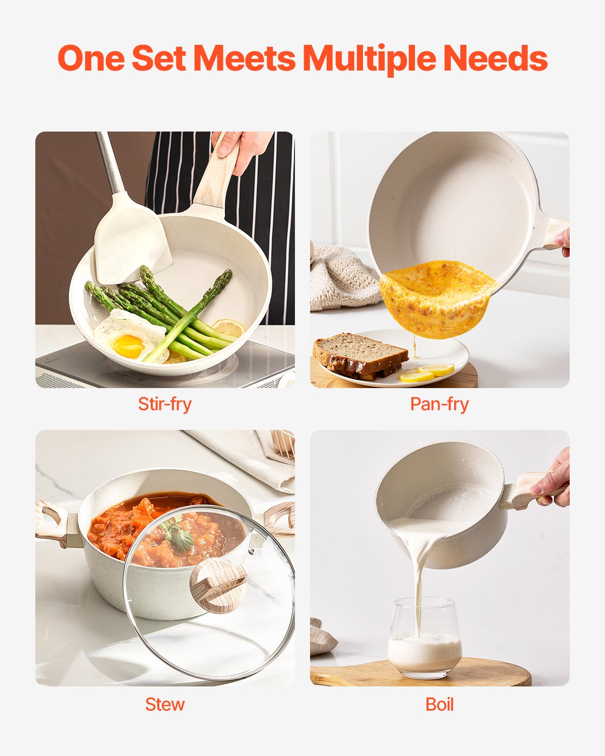 Nonstick Cookware Set White